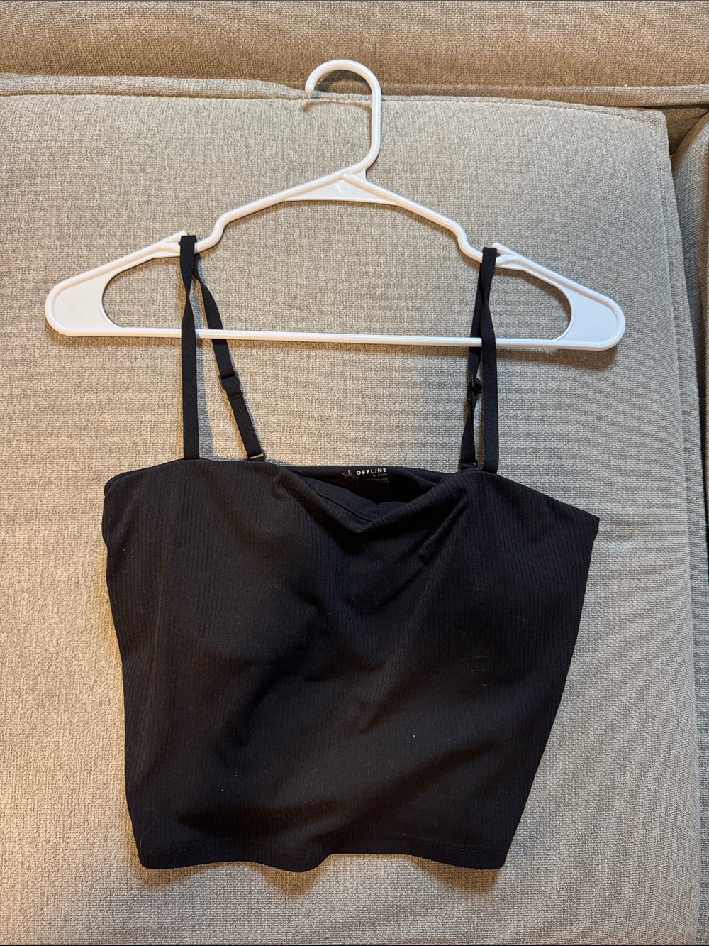 aerie Black Ribbed Cami Crop